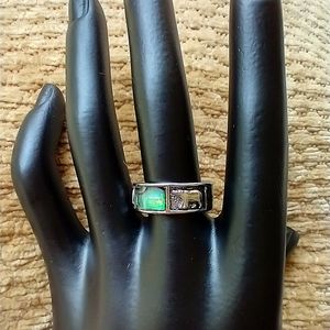 RING Silver wide band abalone ring
